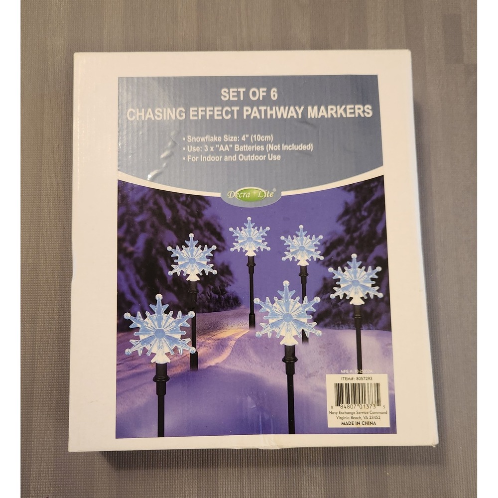 Decra Lite Set of 6 Chasing Effect Snowflake Pathway Markers Holiday Decor Blue